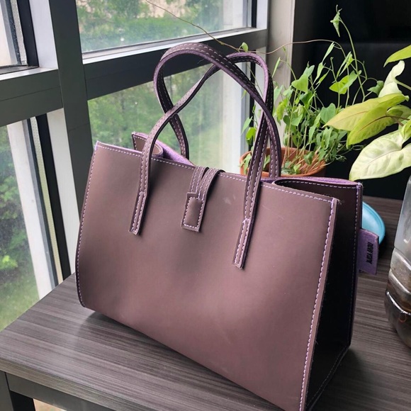 ♡ alan stuart brown and purple new york handbag ♡ - Picture 2 of 3